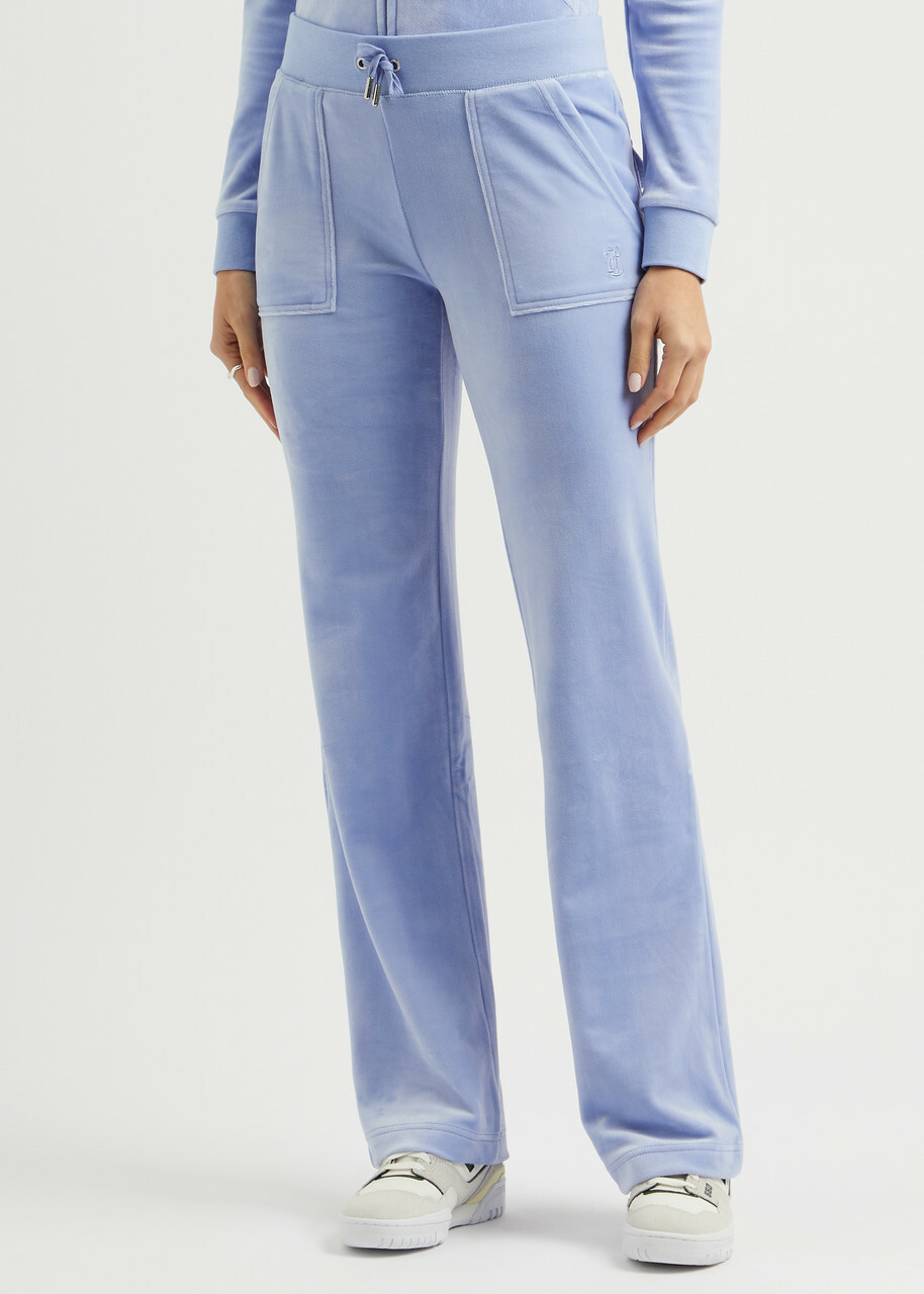 Juicy Couture Del Ray Logo Velour Sweatpants Mid Blu