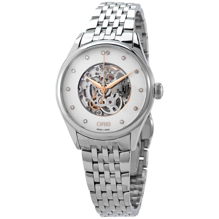 Photo: Oris Artelier Automatic Diamond Silver Skeleto Ladies Watch 01 560 7724 4031-07 8 17 79