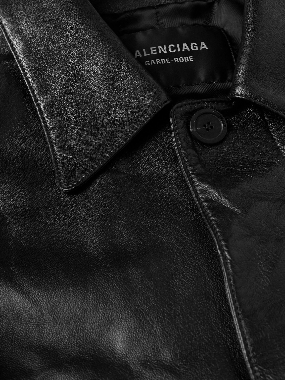 Balenciaga - Leather Coat - Black
