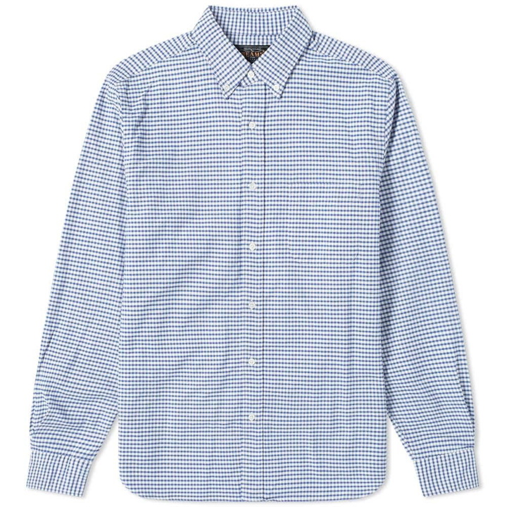 Photo: Beams Plus Men's Button Down Oxford Gingham Shirt in Blue
