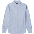 Beams Plus Men's Button Down Oxford Gingham Shirt in Blue