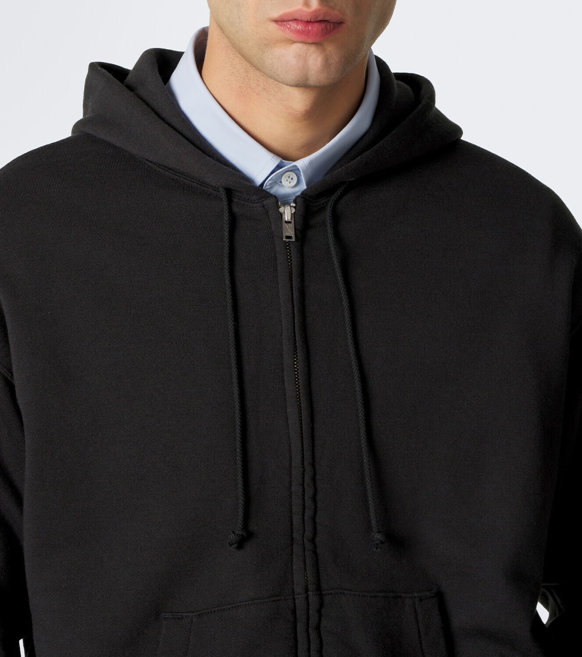 Auralee Cotton, wool, and silk zip-up hoodie