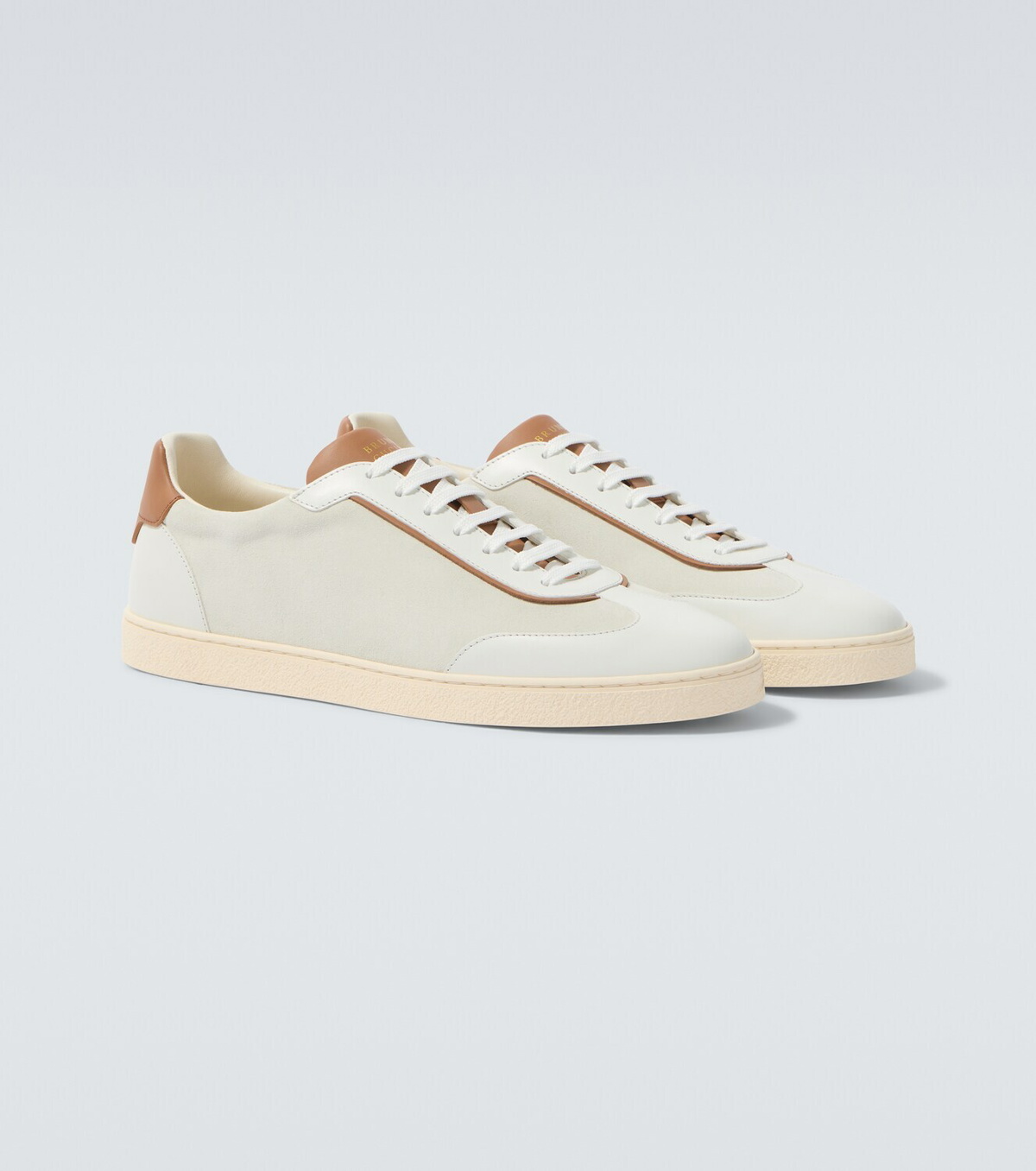 Brunello Cucinelli Leather-trimmed suede sneakers