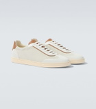 Brunello Cucinelli Leather-trimmed suede sneakers
