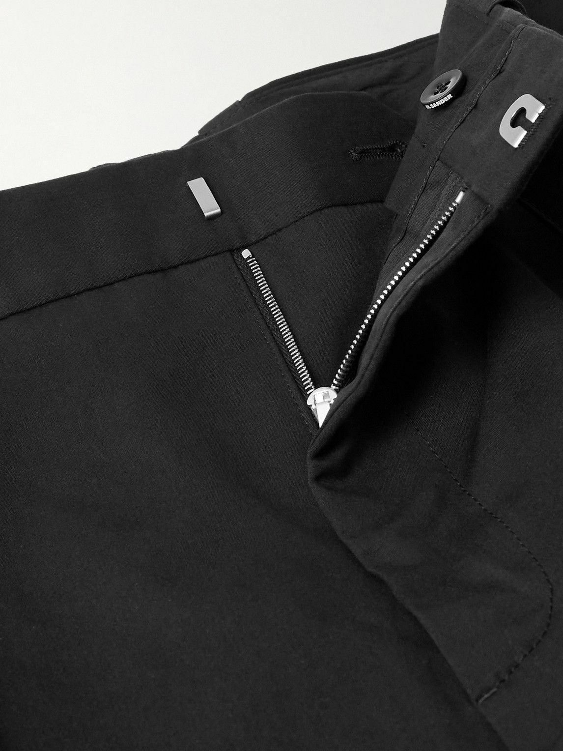 Jil Sander - Cropped Straight-Leg Belted Cotton and Silk-Blend Poplin Trousers - Black