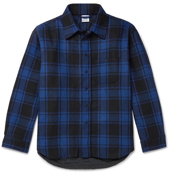 Photo: Vetements - Padded Checked Virgin Wool-Blend Flannel Overshirt - Blue