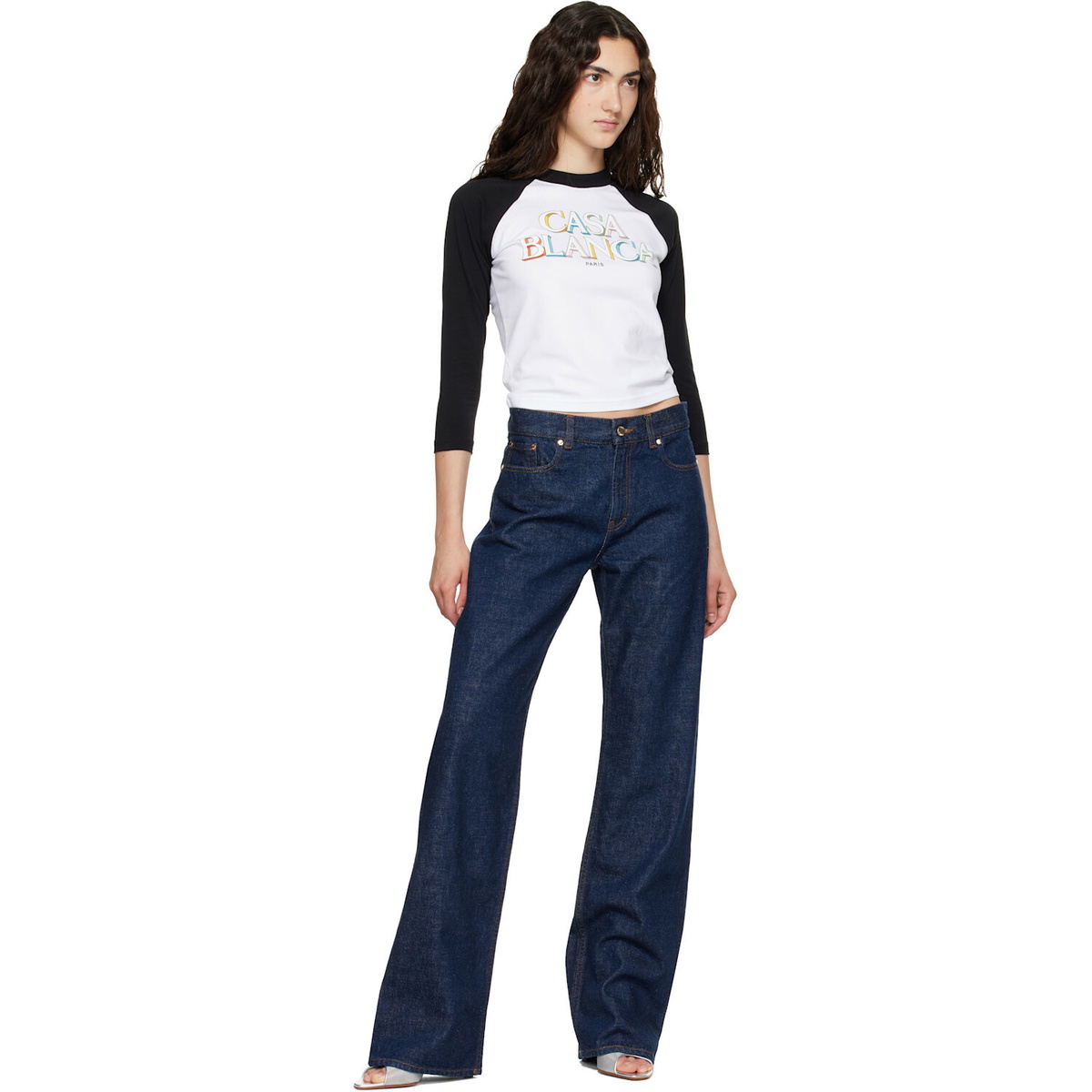 Casablanca Navy Selvedge Embroidered Laurel Jeans