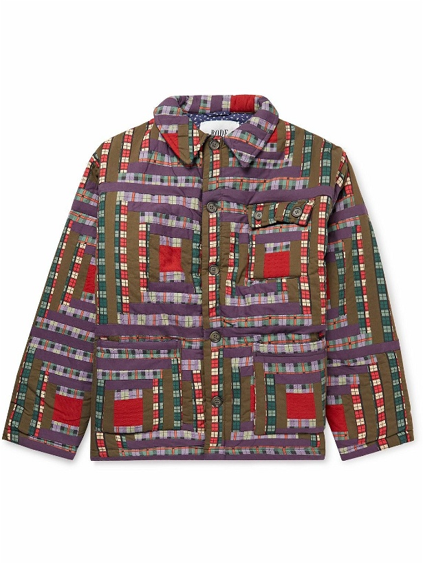 Photo: BODE - Log Cabin Patchwork Checked Cotton Jacket - Purple