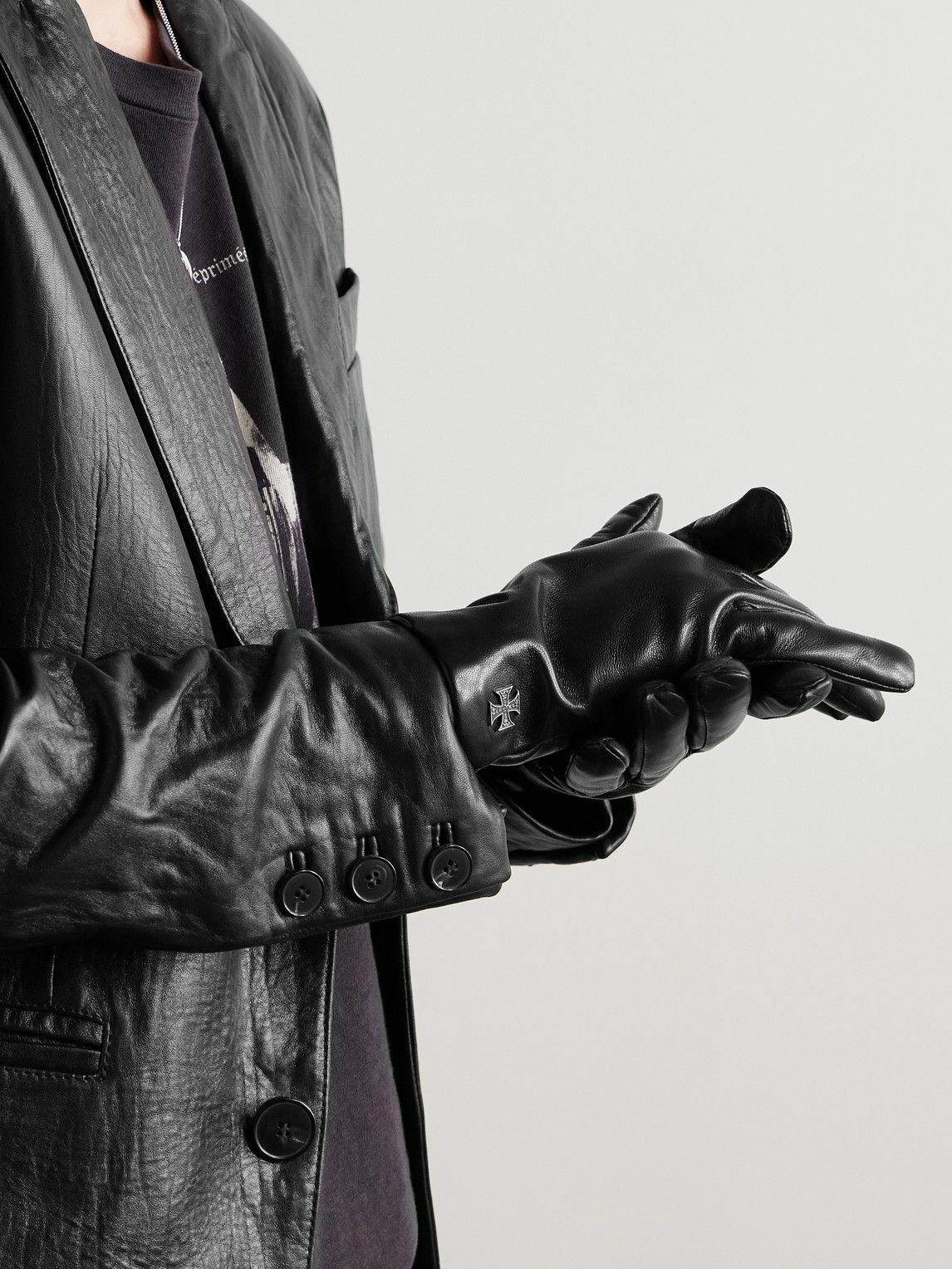 Enfants Riches Déprimés - Logo-Embellished Leather Gloves