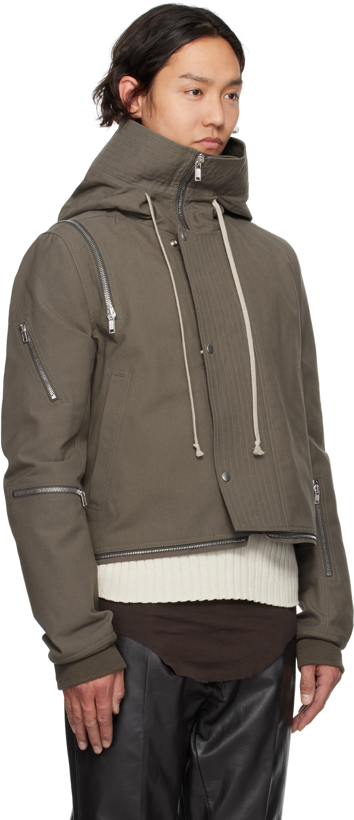 Rick Owens Gray Hollywood Cropped Headon Jacket Rick Owens