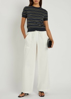 Vince Double-waist Drawstring Wide-leg Cotton Trousers Off White
