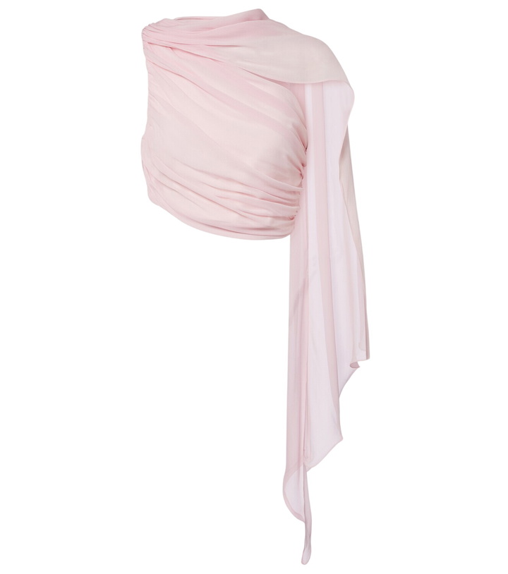 Photo: Posse Solene gathered scarf-detail mesh top