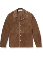 Agnona - Convertible-Collar Suede Shirt Jacket - Brown