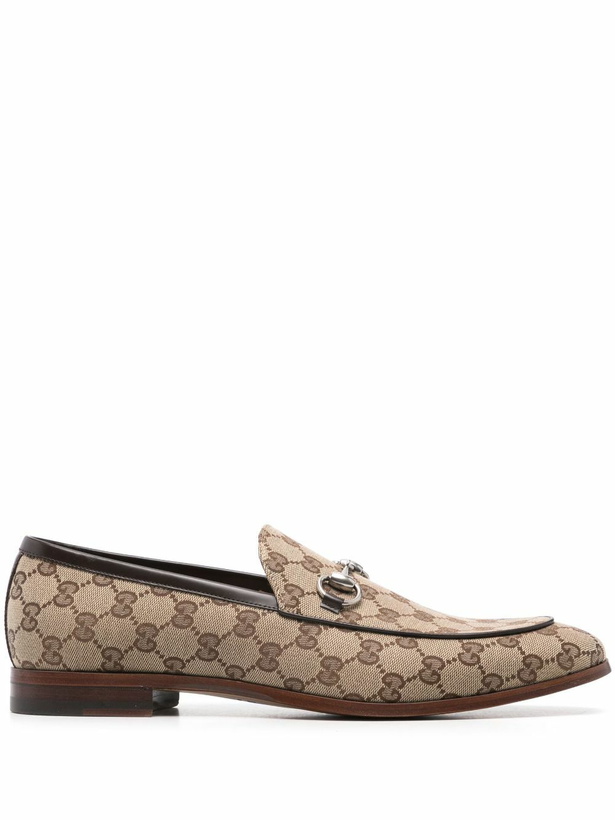 Photo: Gucci Neutral Horsebit Canvas Loafers