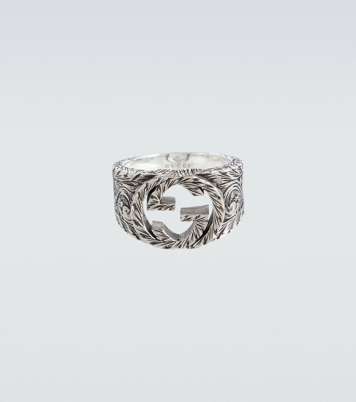 【GUCCI】Interlocking G Gourmette Chain Ring SILVER Gucci Sterling Silver 5.5mm Interlocking GG Ring with