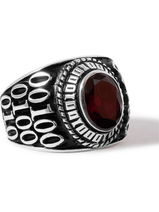Photo: Jam Homemade - College Burnished Sterling Silver and Glass Ring - Red