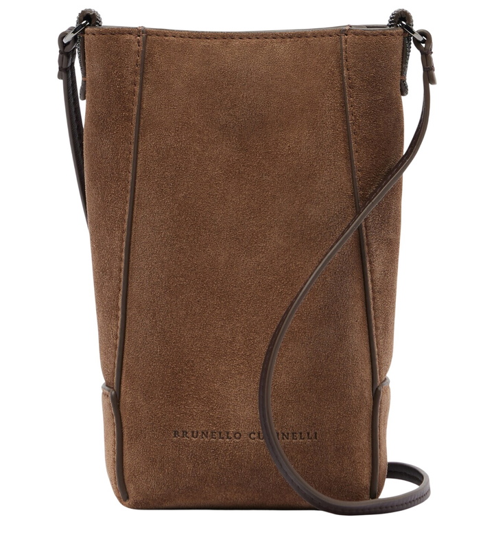 Photo: Brunello Cucinelli Duo Mini Monili suede phone pouch