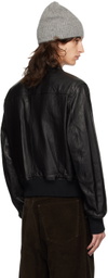 AMI Paris Black Zipped Leather Jacket