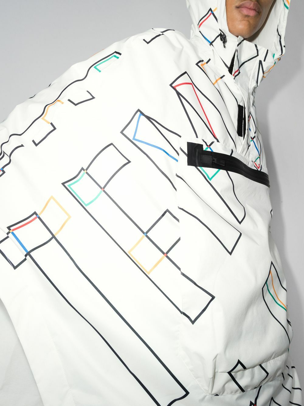 Templa X Olympics White Graphic Hooded Poncho
