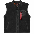 Alpha Industries Men's Teddy Fleece Vest in Black