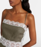 Staud Amalina lace-trimmed linen minidress