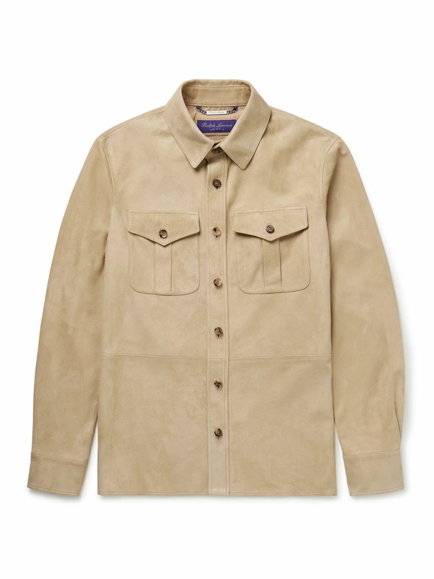 Photo: Ralph Lauren Purple label - Barron Suede Overshirt - Brown