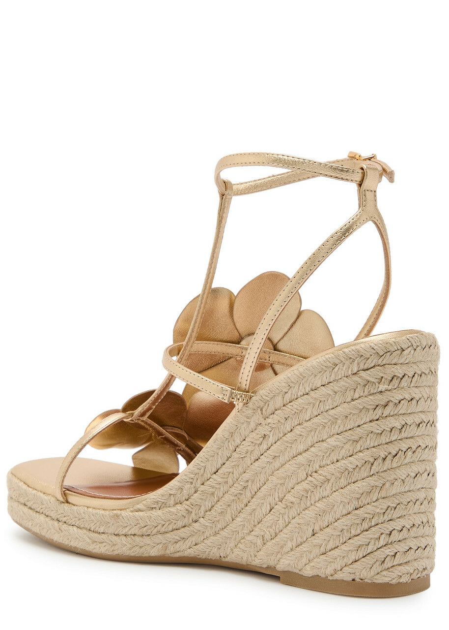 Zimmermann Orchid 110 Metallic Leather Espadrille Sandals Gold
