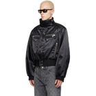 Marine Serre Black Satin Nylon Bomber Jacket