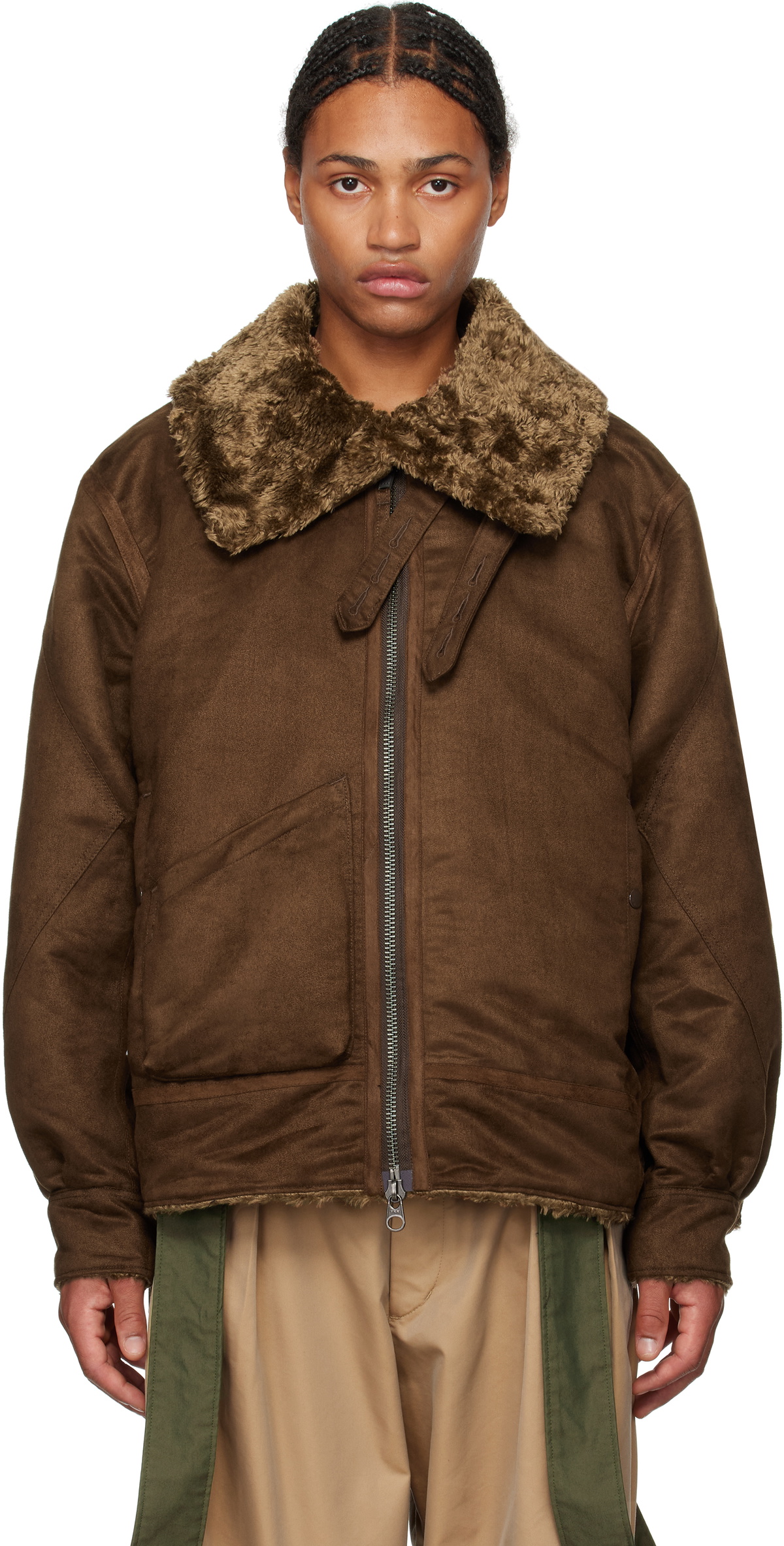 Engineered Garments Brown B3 Faux-Suede Bomber Jacket