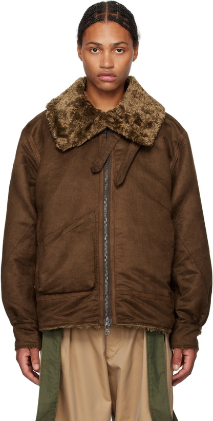 Photo: Engineered Garments Brown B3 Faux-Suede Bomber Jacket