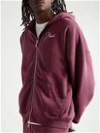 Rhude - Logo-Embroidered Cotton-Jersey Zip-Up Hoodie - Burgundy