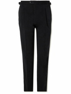 Saman Amel - Straight-Leg Pleated Cotton-Blend Twill Trousers - Black