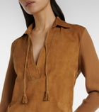 Tom Ford Wool-blend and suede minidress