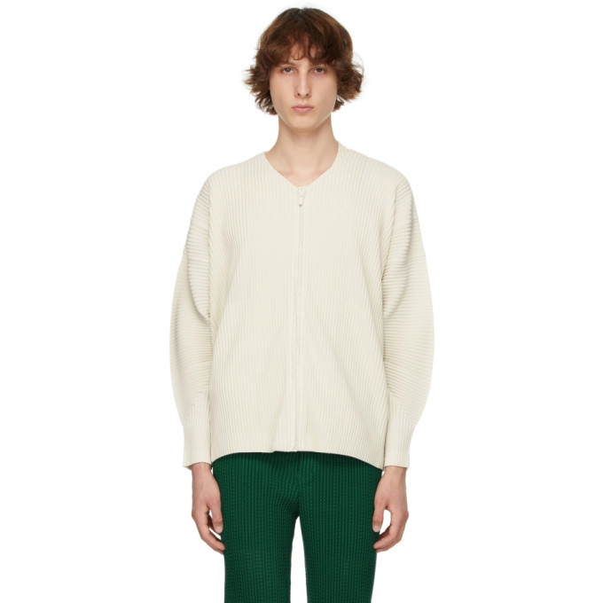 Photo: Homme Plisse Issey Miyake Off-White Monthly Color March Zip-Up Cardigan