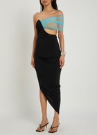 Nensi Dojaka Asymmetric Stretch-jersey Midi Dress Black