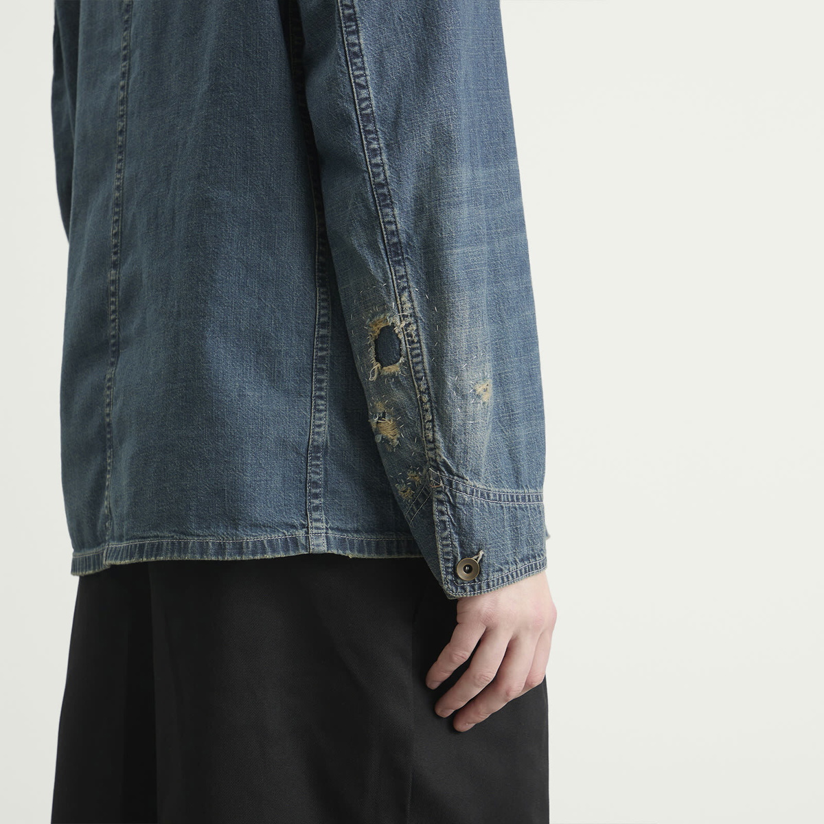 Maison Margiela Men's Denim Shirt Jacket in Washed Blue