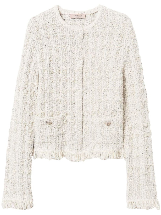 Photo: TwinSet Textured Fringe Jacket