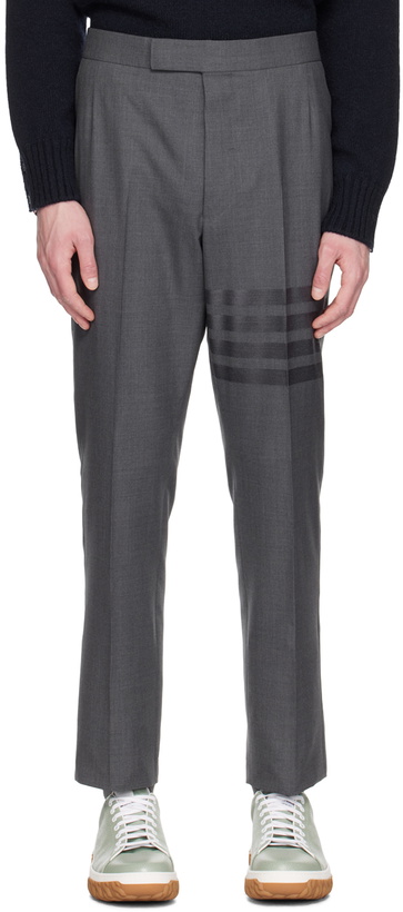 Photo: Thom Browne Gray 4-Bar Trousers