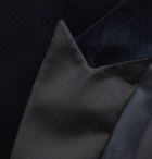 Hugo Boss - Navy Helward Slim-Fit Satin-Trimmed Cotton-Velvet Tuxedo Jacket - Blue