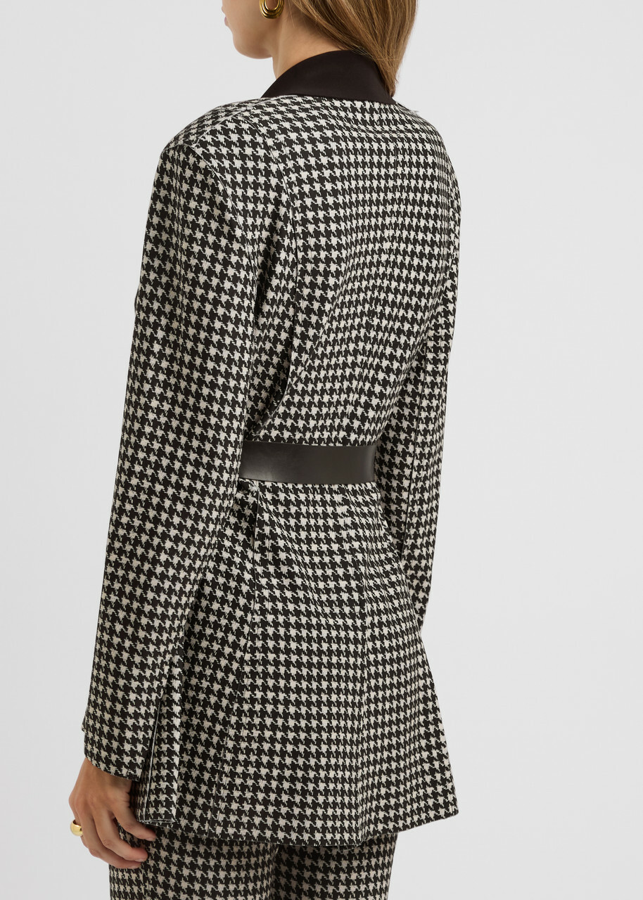 Norma Kamali Printed Belted Stretch-jersey Blazer Black