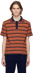 Marni Orange & Black Terrycloth Stripe Polo