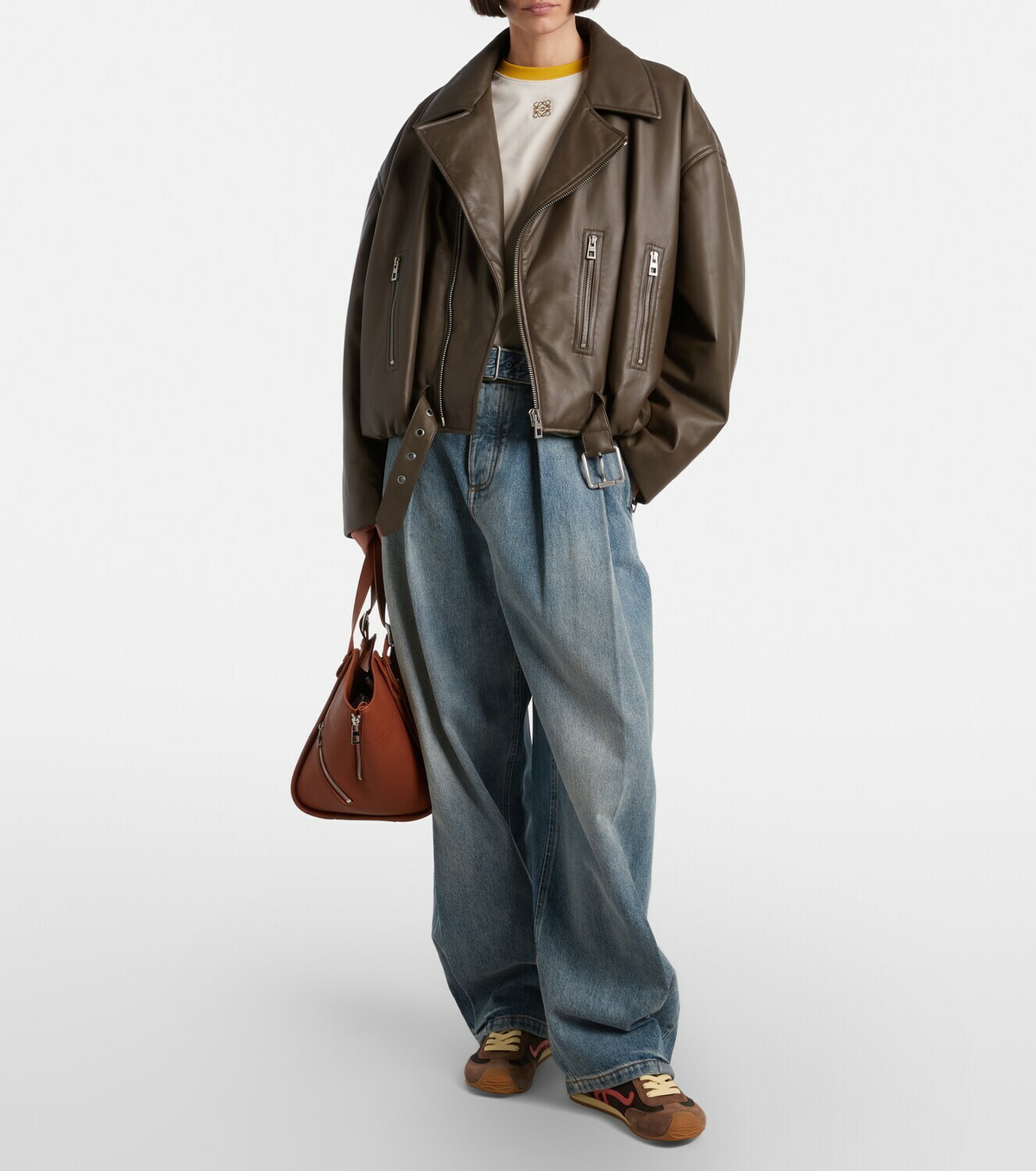 Loewe Cropped leather biker jacket