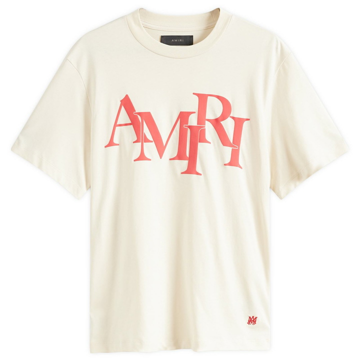 Photo: AMIRI Men's Staggered Logo T-Shirt in Birch