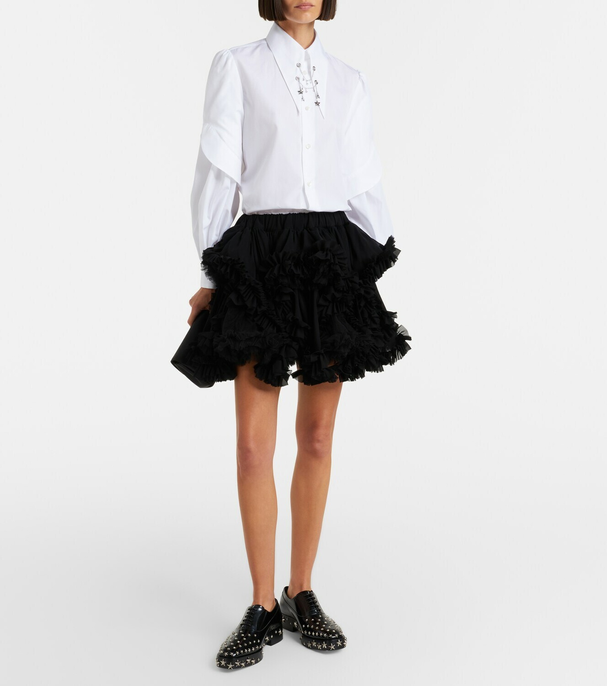 Noir Kei Ninomiya x Jimmy Choo embellished leather derby shoes