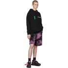 Palm Angels Black and Purple Chenille Tie-Dye Shorts