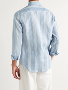 BRIONI - Striped Linen and Cotton-Blend Shirt - Blue - M