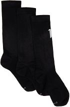 11 by Boris Bidjan Saberi Three-Pack Black Logo Type Socks