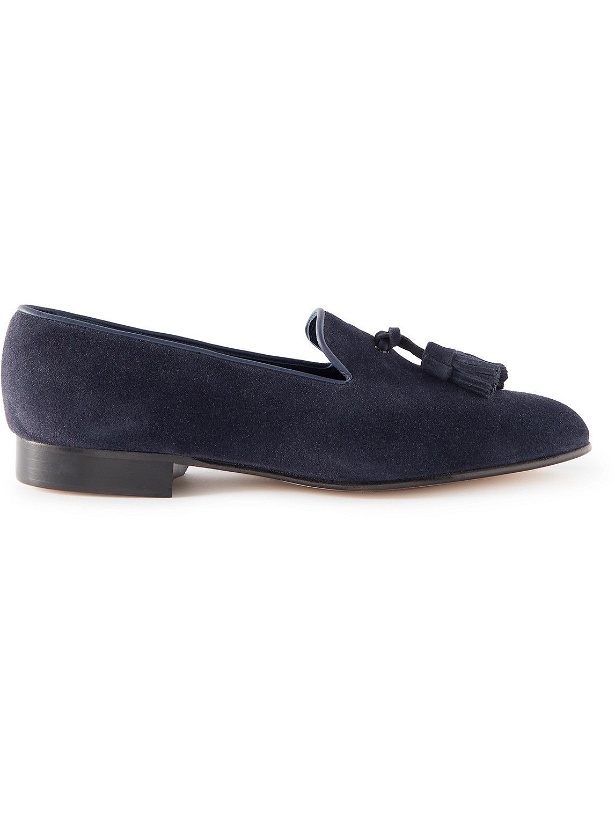Photo: George Cleverley - Eton Suede Tasselled Loafers - Blue