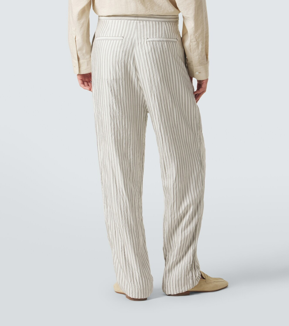 Zegna Striped silk straight pants