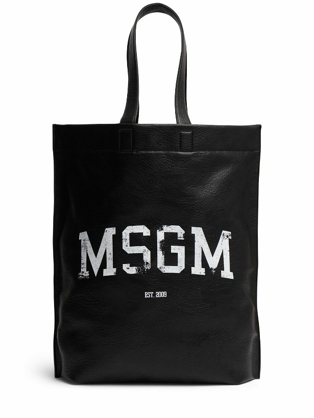 Photo: MSGM Max Logo Faux Leather Tote Bag